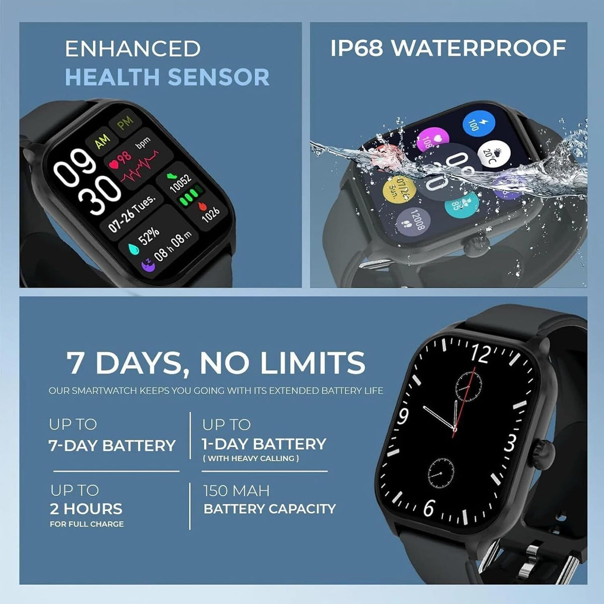 Smart Watch Pro Plus with Bluetooth Calling and Fitness Tracking